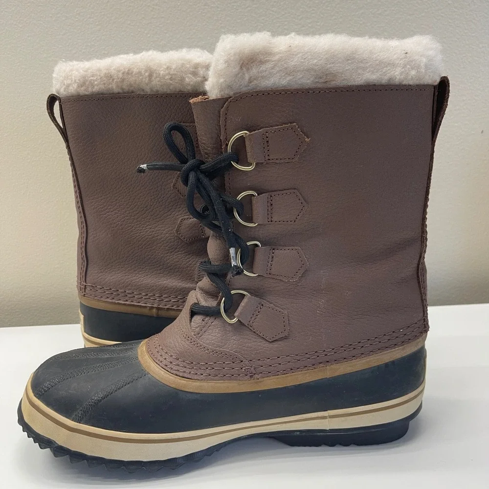 Sorel 1964 Pac T Boots Mens 10 Brown Leather Waterproof Winter Snow NM1439-228